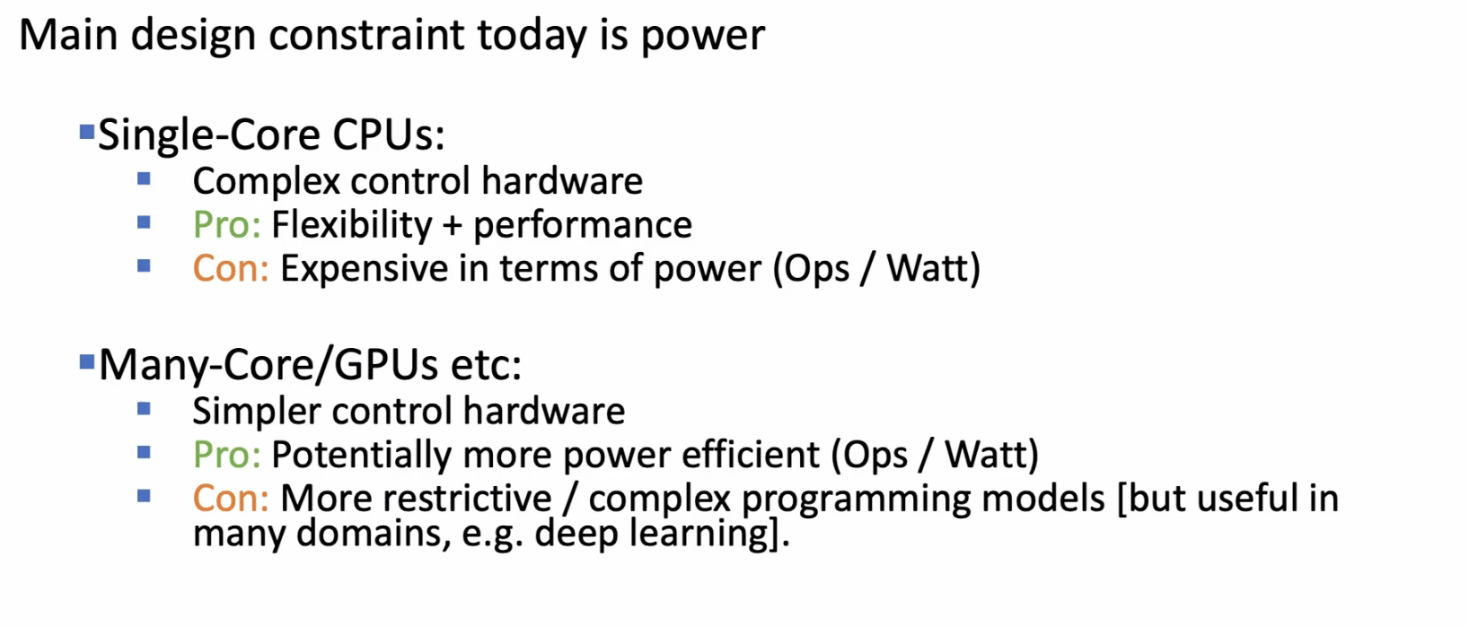 Graph showing the trend towards increasing core counts