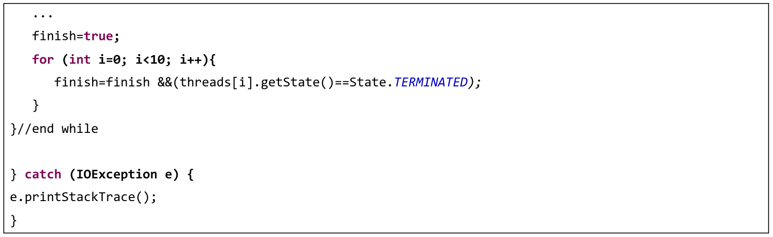 Java code example for thread states and priorities (Part 3)